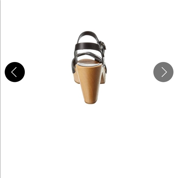 Swedish Hasbeens Black Braided Sky High Peep toe Wooden Stapled Clogs/Sandals - Picture 5 of 16